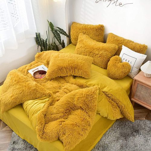 6pcs Luxury Velvet Plush Fluffy Duvet Set
