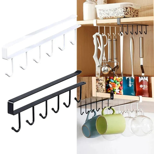 6-Hook Iron Storage Shelf – Multi-Purpose Hanging Rack