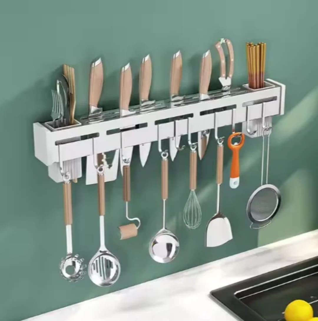 Rectangle Wall-Mounted Kitchen Organizer – Silver