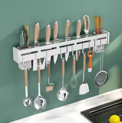 Rectangle Wall-Mounted Kitchen Organizer – Silver