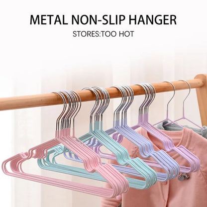 10pcs Strong Stainless Steel Rubber-Coated Clothes Hangers