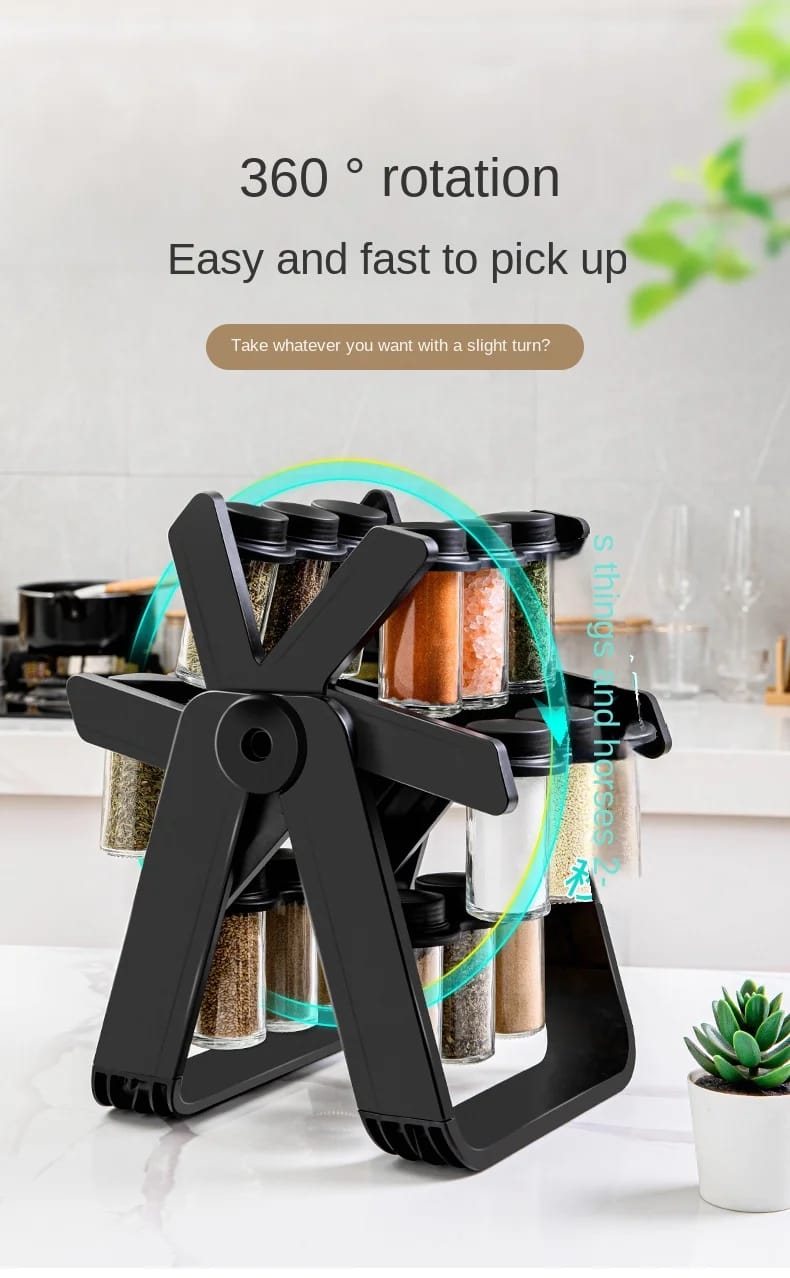 Rotary Seasoning Rack with Jars