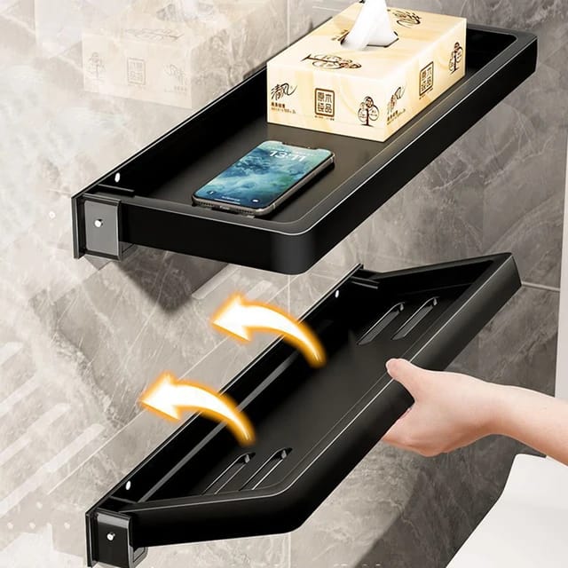 Foldable Metallic Rectangular Multi-Purpose Floating Shelf