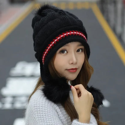 Women’s Fleece-Lined Knit Pullover Hat – Windproof & Warm