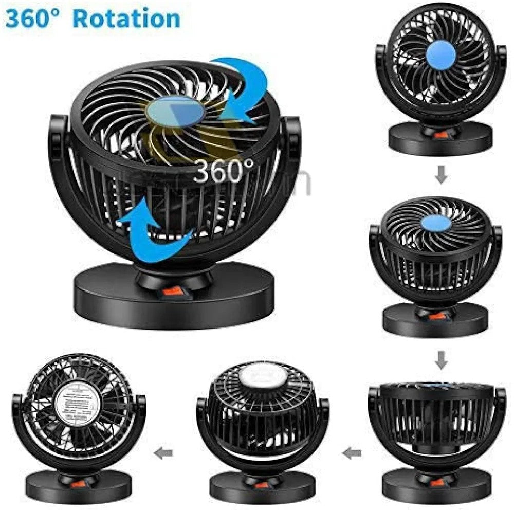 12V DC Electric Car Single Head Fan – Powerful 360° Cooling!