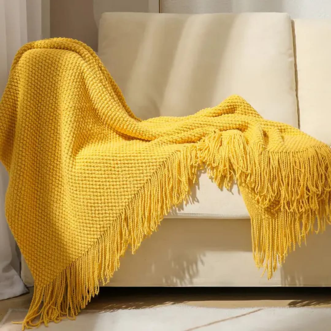 Knitted Tassel Throw Blankets