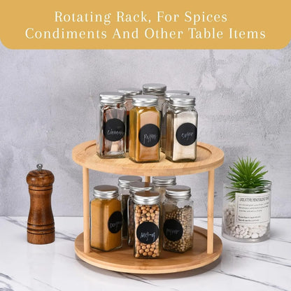2-Tier Bamboo Rotating Spice Rack