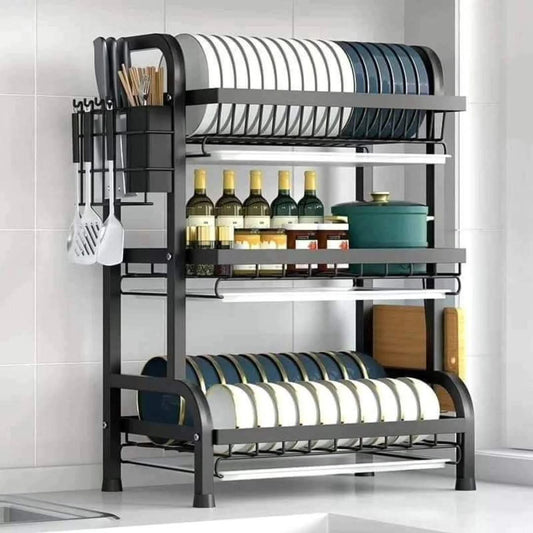 3-Tier Heavy Duty Dish Rack with Cutlery Holder