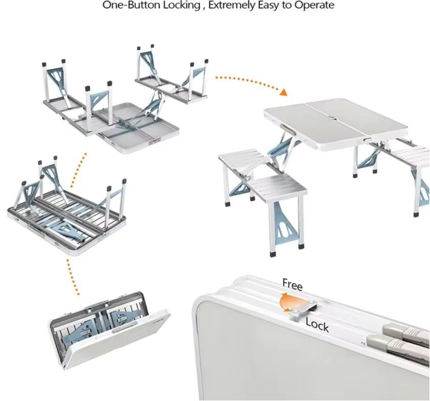 Folding Outdoor Picnic & Camping Chair + Table Set (4 Seats)
