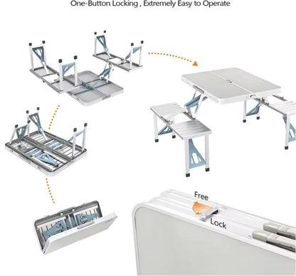 Folding Outdoor Picnic & Camping Chair + Table Set (4 Seats)