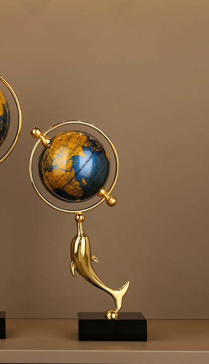 Golden Dolphin Globe Decor