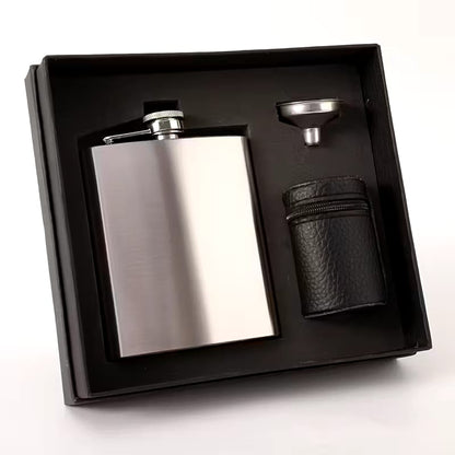 Whiskey Flask Gift Set with 4 Tumblers