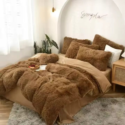 6pcs Luxury Velvet Plush Fluffy Duvet Set
