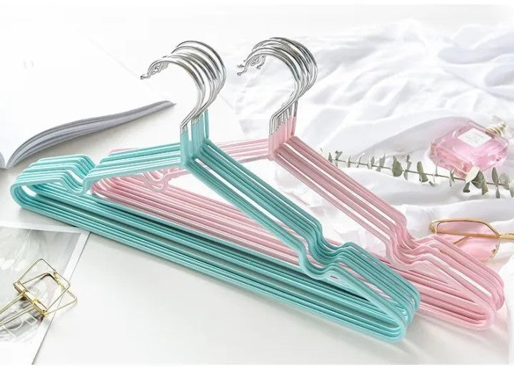 10pcs Strong Stainless Steel Rubber-Coated Clothes Hangers