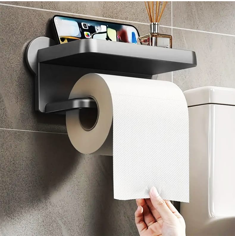Punch-Free Wall Mounted Tissue & Storage Rack