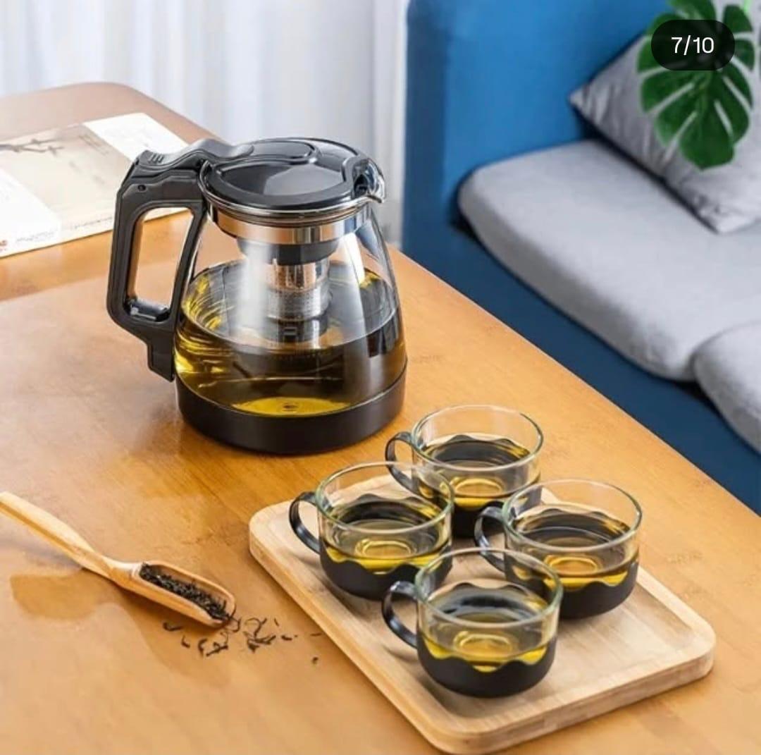 5pc Transparent Heat-Resistant Glass Infuser Tea Set