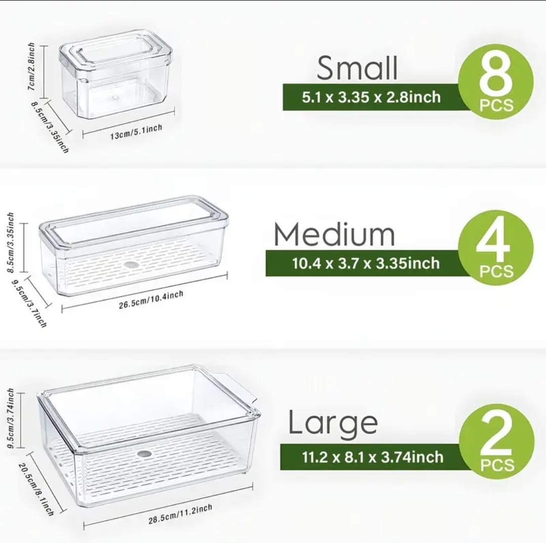 14pcs Stackable Fridge Storage Organizer
