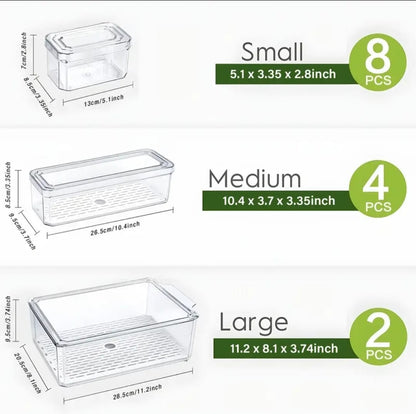14pcs Stackable Fridge Storage Organizer