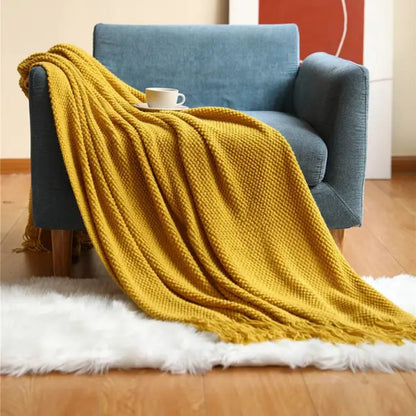 Knitted Tassel Throw Blankets