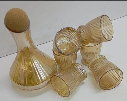 Elegant Glass Carafe with Glasses