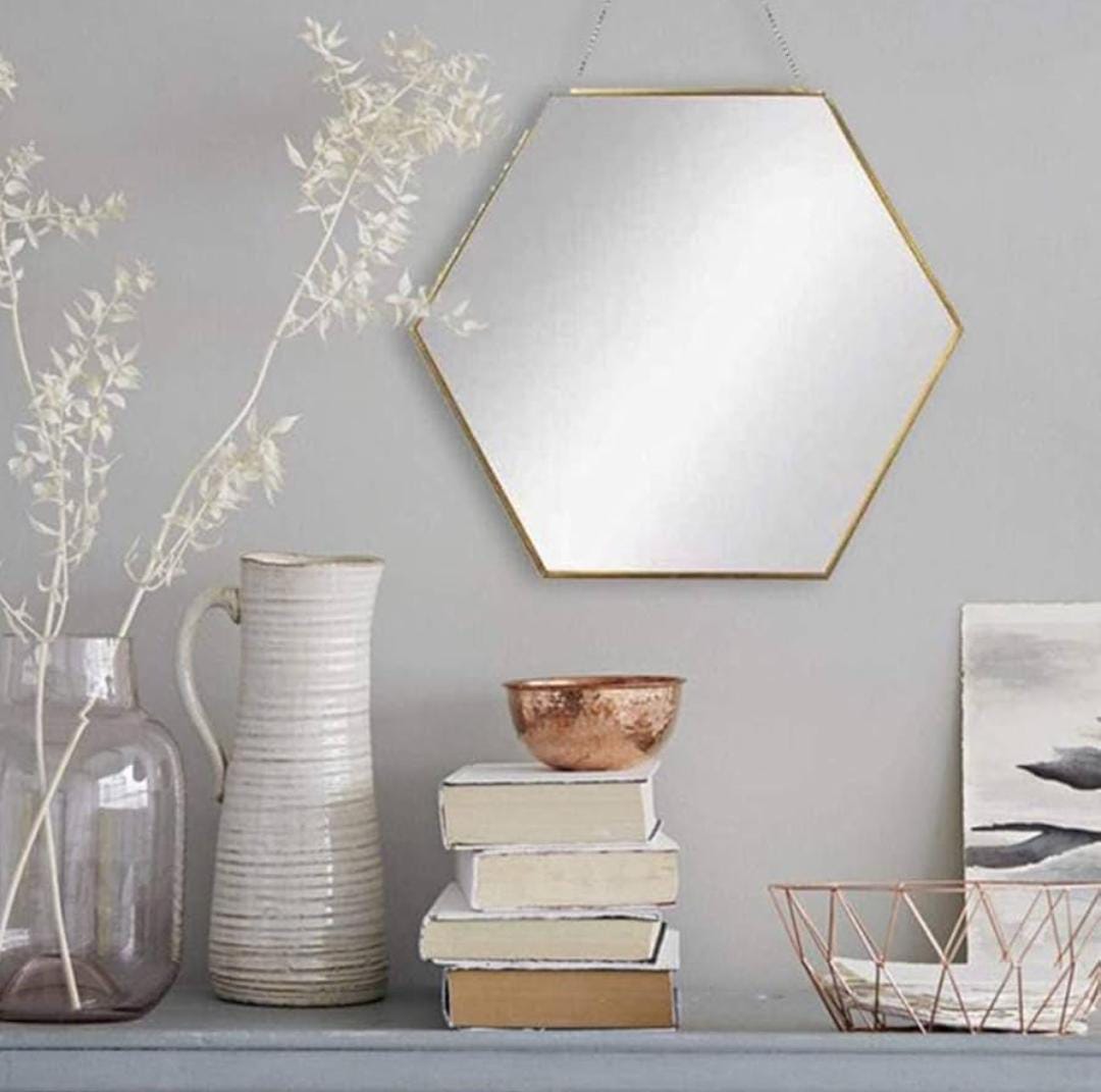 Geometric Hexagon Hanging Wall Mirror