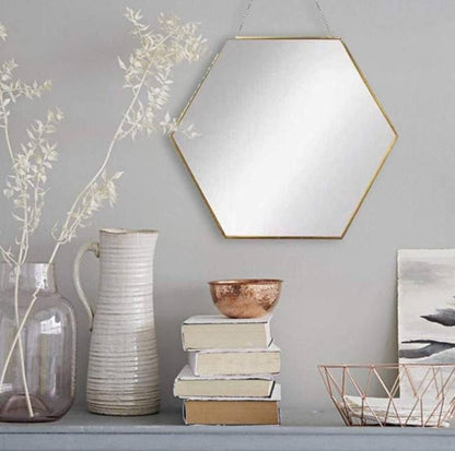 Geometric Hexagon Hanging Wall Mirror