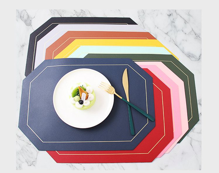 6Pcs Double-Sided PU Leather Nordic Style Antislip Table Mats
