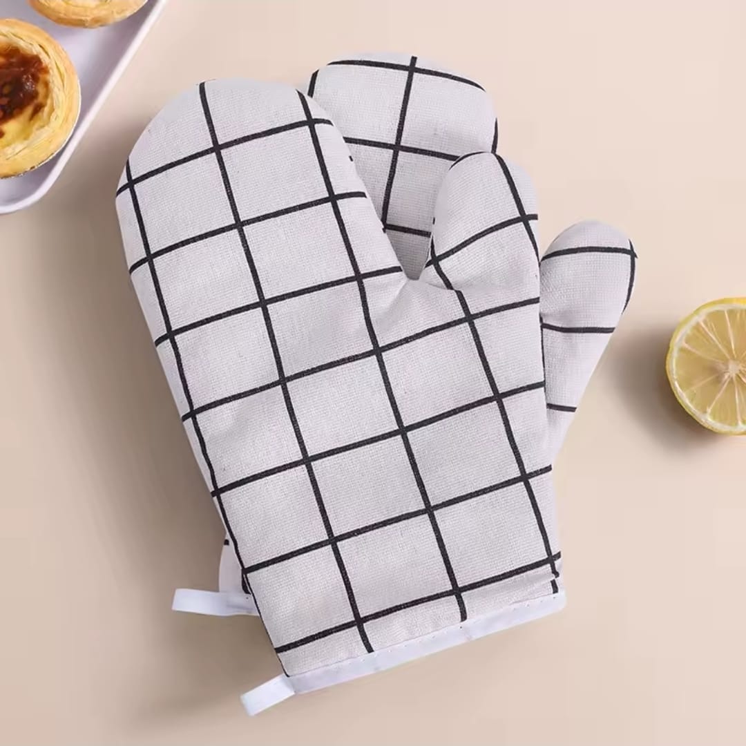 2pcs Cotton & Linen Oven Gloves