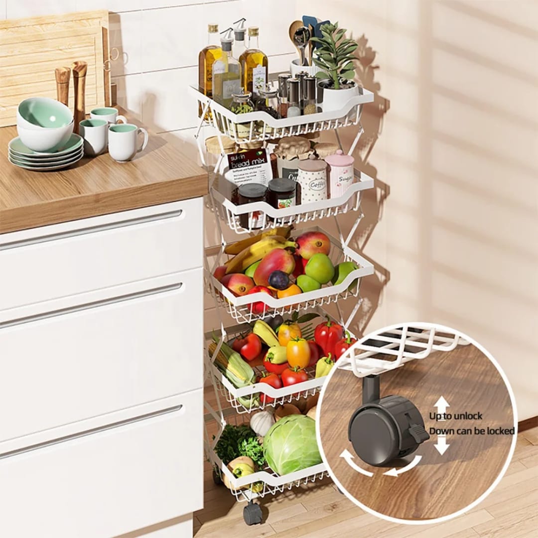 5-Tier Collapsible Fruit Rack – White 🤍