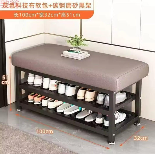 Entry Way Shoe Rack with Padded Seat