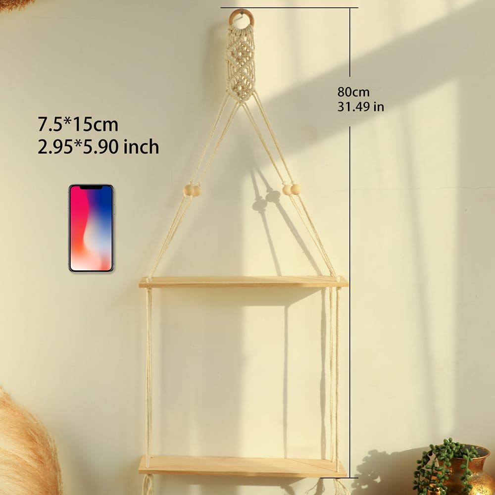 Macramé Hanging Floating Shelf – 2 Tier