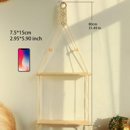 Macramé Hanging Floating Shelf – 2 Tier