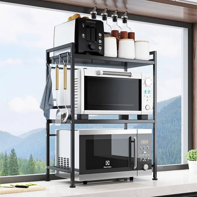2-Tier Heavy Duty Telescopic Adjustable Microwave Stand