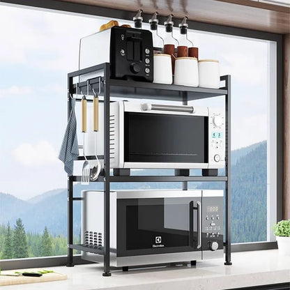 2-Tier Heavy Duty Telescopic Adjustable Microwave Stand