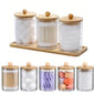 3pcs Acrylic Swab Storage Organizer Set with Bamboo Holder