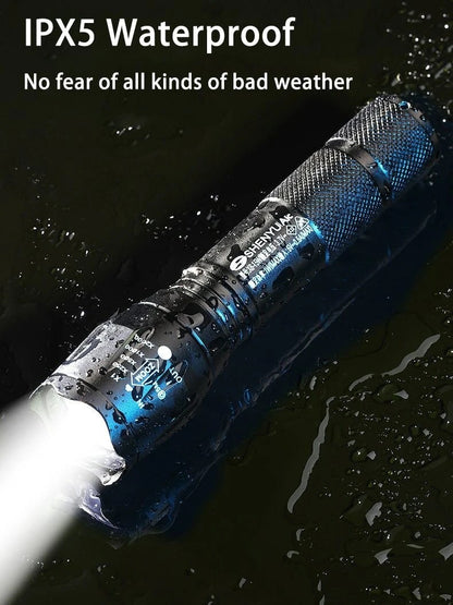 Super Bright Tactical LED Flashlight – Zoomable Torch (3 Modes) 🔦