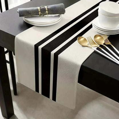Geometric Stripe Linen Table Runner