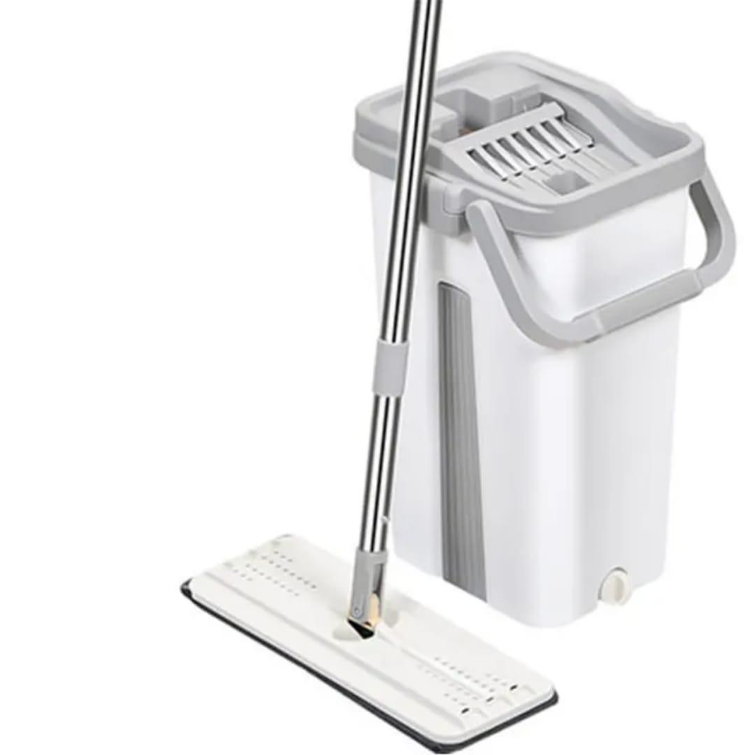 Big Bucket Flat Vertex Self-Squeeze Mop with Hand-Free Wringing & Microfiber Mop