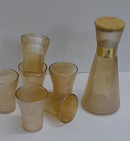 Elegant Glass Carafe with Glasses