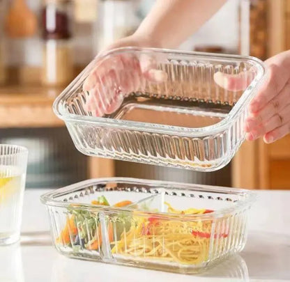 3pcs Borosilicate Ribbed Glass Food Storage Containers