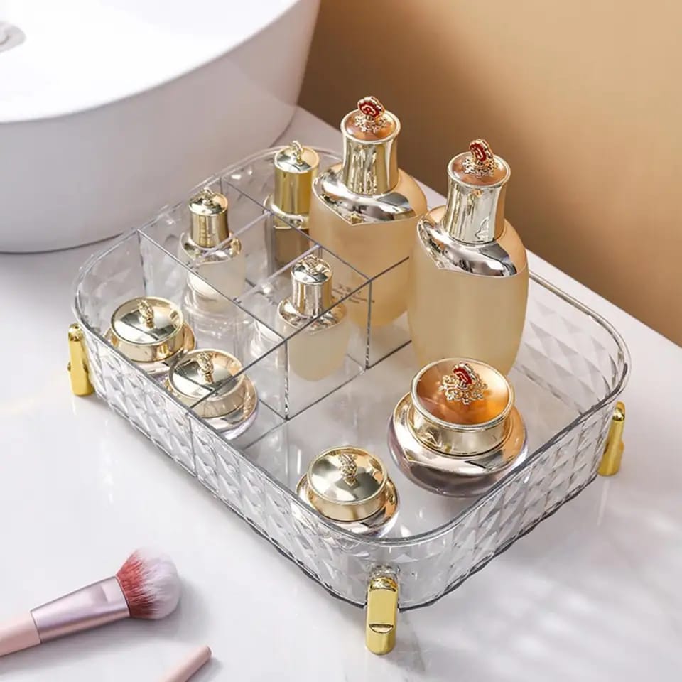 Large Capacity Multi-Grid Transparent Makeup & Cosmetics Organizer